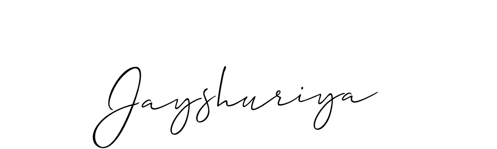 Design your own signature with our free online signature maker. With this signature software, you can create a handwritten (Allison_Script) signature for name Jayshuriya. Jayshuriya signature style 2 images and pictures png