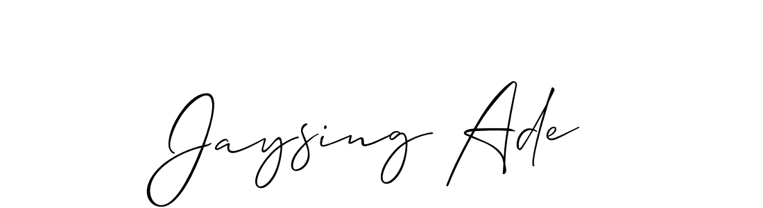 if you are searching for the best signature style for your name Jaysing Ade. so please give up your signature search. here we have designed multiple signature styles  using Allison_Script. Jaysing Ade signature style 2 images and pictures png