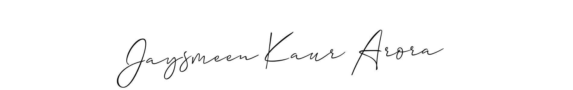 Allison_Script is a professional signature style that is perfect for those who want to add a touch of class to their signature. It is also a great choice for those who want to make their signature more unique. Get Jaysmeen Kaur Arora name to fancy signature for free. Jaysmeen Kaur Arora signature style 2 images and pictures png
