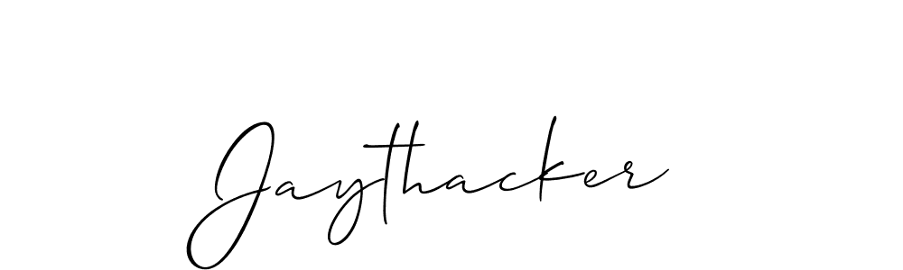 The best way (Allison_Script) to make a short signature is to pick only two or three words in your name. The name Jaythacker include a total of six letters. For converting this name. Jaythacker signature style 2 images and pictures png