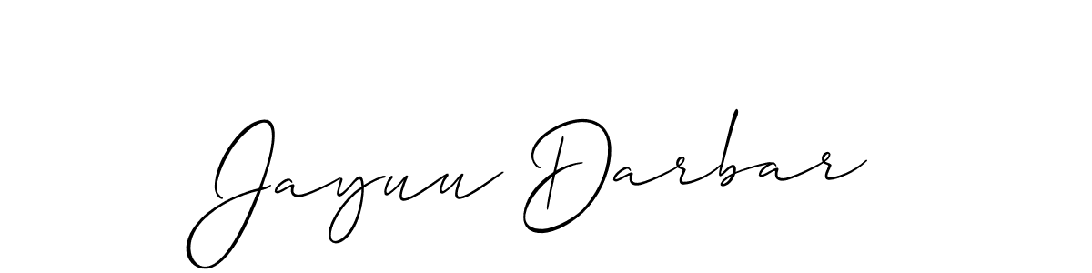 The best way (Allison_Script) to make a short signature is to pick only two or three words in your name. The name Jayuu Darbar include a total of six letters. For converting this name. Jayuu Darbar signature style 2 images and pictures png