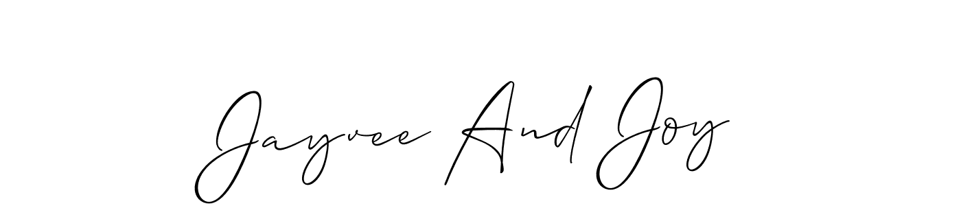 How to make Jayvee And Joy name signature. Use Allison_Script style for creating short signs online. This is the latest handwritten sign. Jayvee And Joy signature style 2 images and pictures png