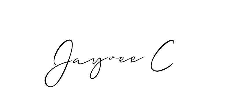 The best way (Allison_Script) to make a short signature is to pick only two or three words in your name. The name Jayvee C include a total of six letters. For converting this name. Jayvee C signature style 2 images and pictures png