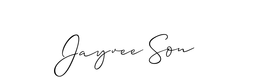 Use a signature maker to create a handwritten signature online. With this signature software, you can design (Allison_Script) your own signature for name Jayvee Son. Jayvee Son signature style 2 images and pictures png
