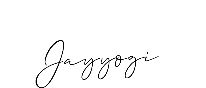 Allison_Script is a professional signature style that is perfect for those who want to add a touch of class to their signature. It is also a great choice for those who want to make their signature more unique. Get Jayyogi name to fancy signature for free. Jayyogi signature style 2 images and pictures png