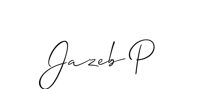 Use a signature maker to create a handwritten signature online. With this signature software, you can design (Allison_Script) your own signature for name Jazeb P. Jazeb P signature style 2 images and pictures png