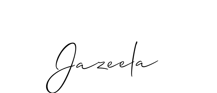Also we have Jazeela name is the best signature style. Create professional handwritten signature collection using Allison_Script autograph style. Jazeela signature style 2 images and pictures png