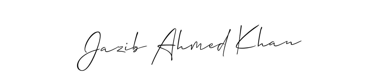 How to make Jazib Ahmed Khan name signature. Use Allison_Script style for creating short signs online. This is the latest handwritten sign. Jazib Ahmed Khan signature style 2 images and pictures png