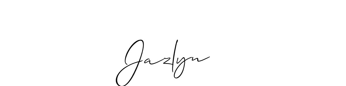 The best way (Allison_Script) to make a short signature is to pick only two or three words in your name. The name Jazlyn❤️ include a total of six letters. For converting this name. Jazlyn❤️ signature style 2 images and pictures png