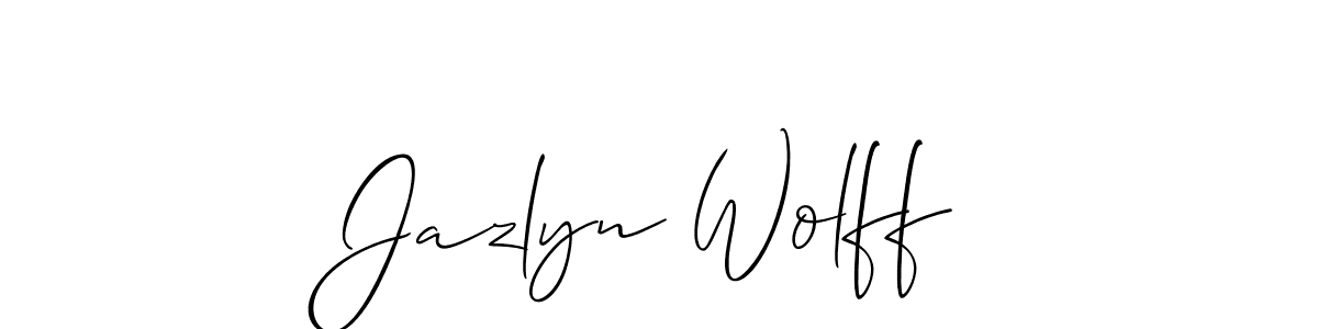 It looks lik you need a new signature style for name Jazlyn Wolff. Design unique handwritten (Allison_Script) signature with our free signature maker in just a few clicks. Jazlyn Wolff signature style 2 images and pictures png