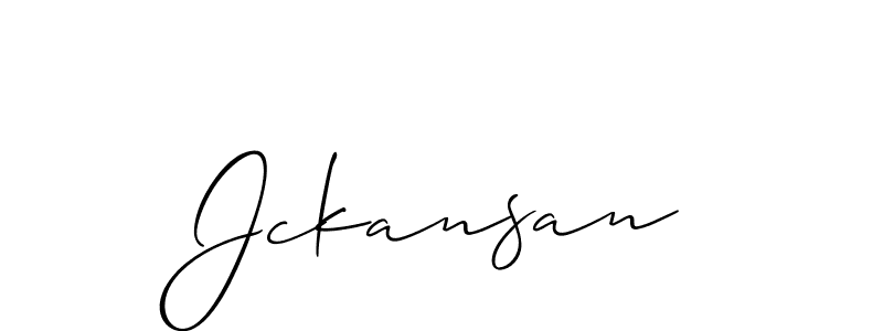 How to Draw Jckansan signature style? Allison_Script is a latest design signature styles for name Jckansan. Jckansan signature style 2 images and pictures png