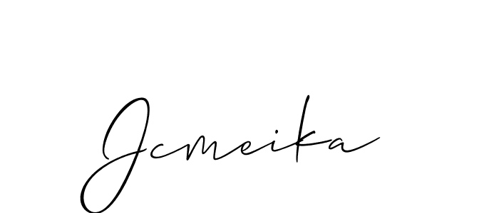 The best way (Allison_Script) to make a short signature is to pick only two or three words in your name. The name Jcmeika include a total of six letters. For converting this name. Jcmeika signature style 2 images and pictures png