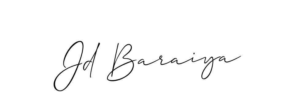 Make a beautiful signature design for name Jd Baraiya. With this signature (Allison_Script) style, you can create a handwritten signature for free. Jd Baraiya signature style 2 images and pictures png