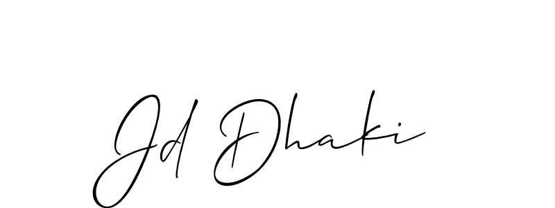 How to Draw Jd Dhaki signature style? Allison_Script is a latest design signature styles for name Jd Dhaki. Jd Dhaki signature style 2 images and pictures png
