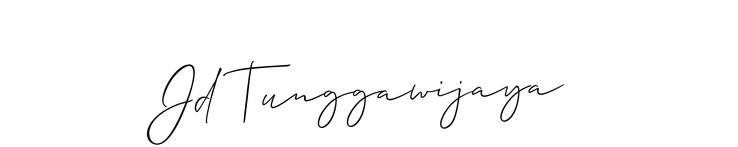 The best way (Allison_Script) to make a short signature is to pick only two or three words in your name. The name Jd Tunggawijaya include a total of six letters. For converting this name. Jd Tunggawijaya signature style 2 images and pictures png