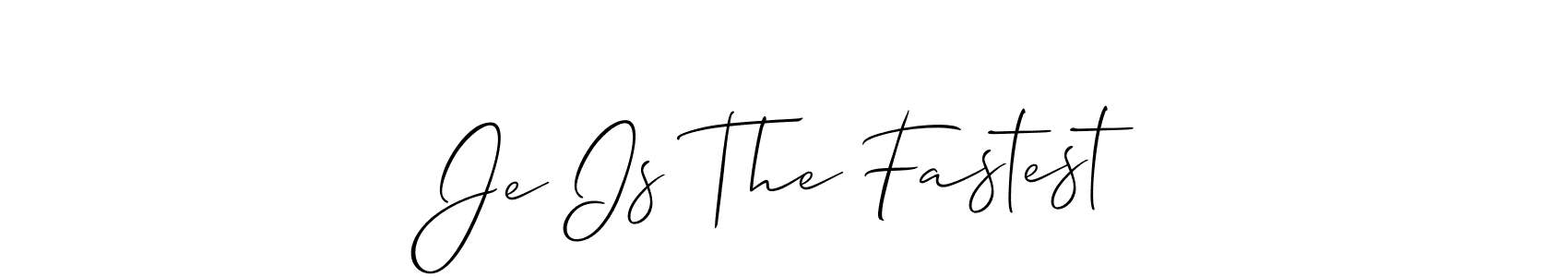 The best way (Allison_Script) to make a short signature is to pick only two or three words in your name. The name Je Is The Fastest include a total of six letters. For converting this name. Je Is The Fastest signature style 2 images and pictures png