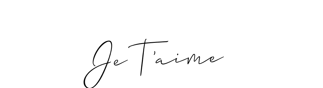 Create a beautiful signature design for name Je T’aime. With this signature (Allison_Script) fonts, you can make a handwritten signature for free. Je T’aime signature style 2 images and pictures png