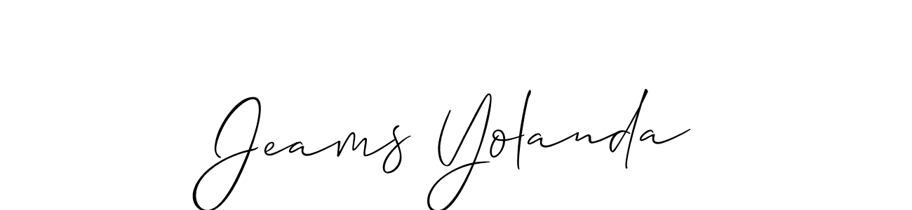 It looks lik you need a new signature style for name Jeams Yolanda. Design unique handwritten (Allison_Script) signature with our free signature maker in just a few clicks. Jeams Yolanda signature style 2 images and pictures png