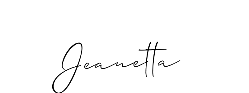 The best way (Allison_Script) to make a short signature is to pick only two or three words in your name. The name Jeanetta include a total of six letters. For converting this name. Jeanetta signature style 2 images and pictures png