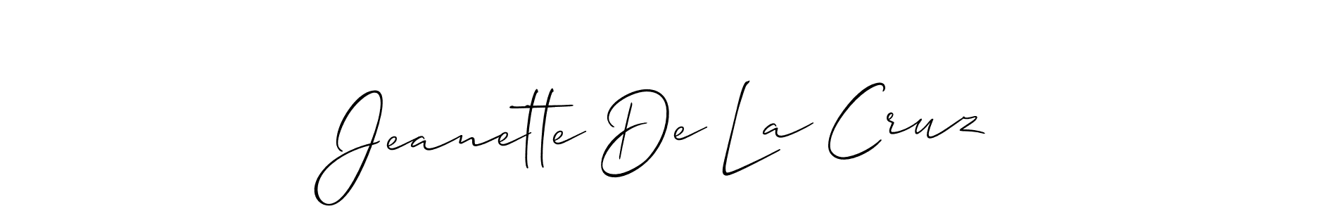 Design your own signature with our free online signature maker. With this signature software, you can create a handwritten (Allison_Script) signature for name Jeanette De La Cruz. Jeanette De La Cruz signature style 2 images and pictures png
