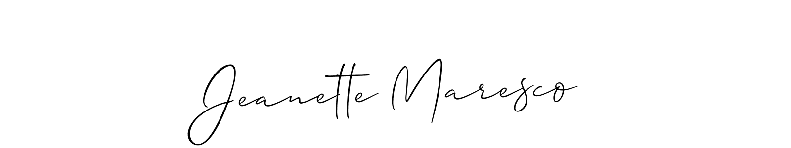 Design your own signature with our free online signature maker. With this signature software, you can create a handwritten (Allison_Script) signature for name Jeanette Maresco. Jeanette Maresco signature style 2 images and pictures png