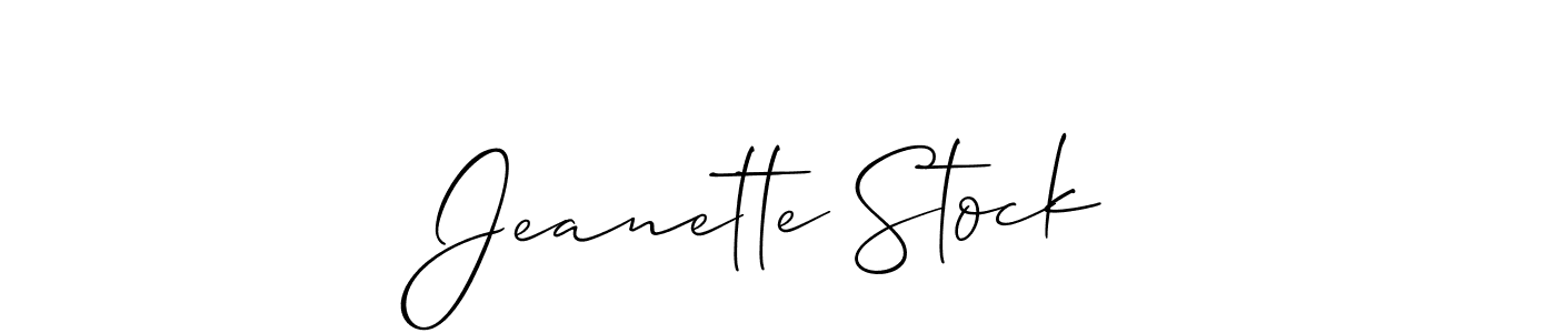 How to make Jeanette Stock signature? Allison_Script is a professional autograph style. Create handwritten signature for Jeanette Stock name. Jeanette Stock signature style 2 images and pictures png