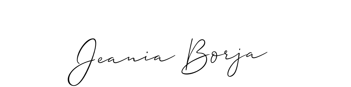 The best way (Allison_Script) to make a short signature is to pick only two or three words in your name. The name Jeania Borja include a total of six letters. For converting this name. Jeania Borja signature style 2 images and pictures png