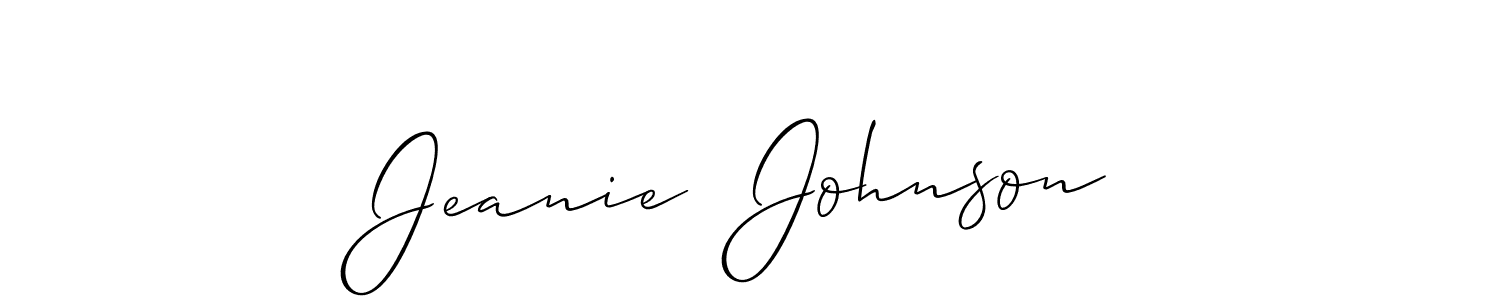 Create a beautiful signature design for name Jeanie  Johnson. With this signature (Allison_Script) fonts, you can make a handwritten signature for free. Jeanie  Johnson signature style 2 images and pictures png