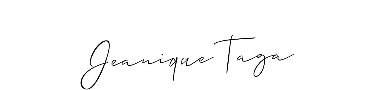 You should practise on your own different ways (Allison_Script) to write your name (Jeanique Taga) in signature. don't let someone else do it for you. Jeanique Taga signature style 2 images and pictures png