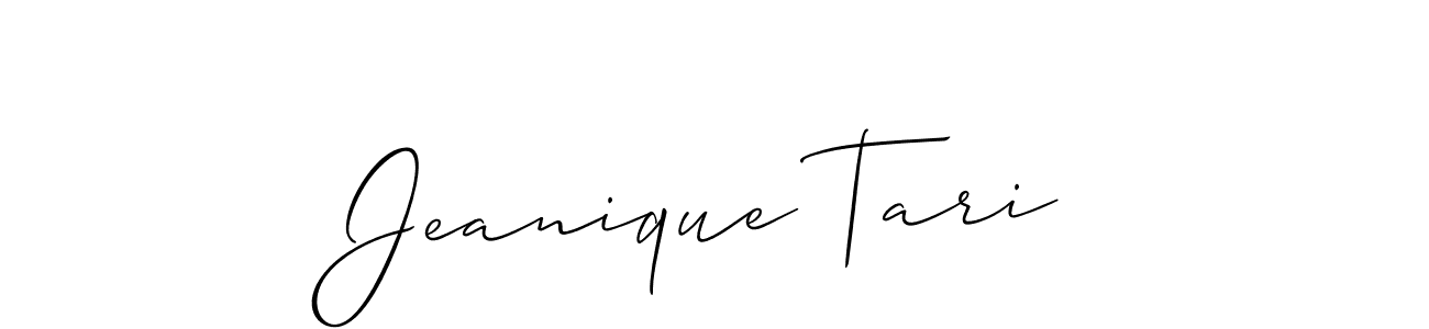 Use a signature maker to create a handwritten signature online. With this signature software, you can design (Allison_Script) your own signature for name Jeanique Tari. Jeanique Tari signature style 2 images and pictures png