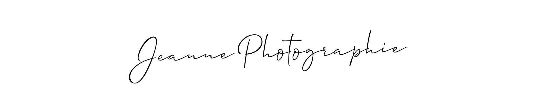 Use a signature maker to create a handwritten signature online. With this signature software, you can design (Allison_Script) your own signature for name Jeanne Photographie. Jeanne Photographie signature style 2 images and pictures png