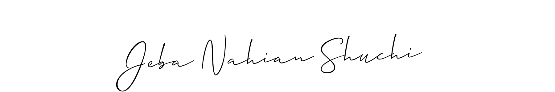 Design your own signature with our free online signature maker. With this signature software, you can create a handwritten (Allison_Script) signature for name Jeba Nahian Shuchi. Jeba Nahian Shuchi signature style 2 images and pictures png