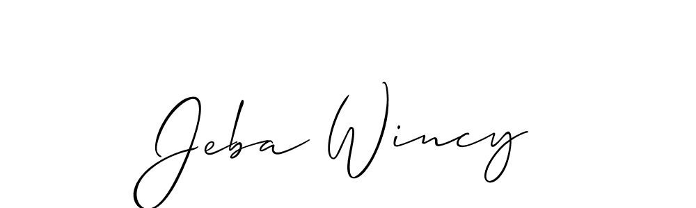 Also You can easily find your signature by using the search form. We will create Jeba Wincy name handwritten signature images for you free of cost using Allison_Script sign style. Jeba Wincy signature style 2 images and pictures png