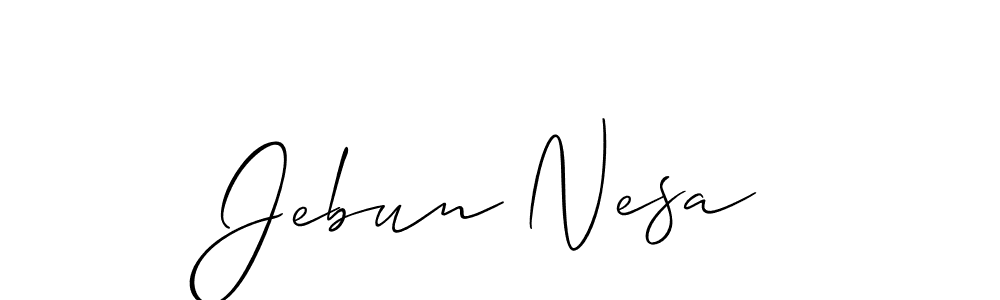 Also we have Jebun Nesa name is the best signature style. Create professional handwritten signature collection using Allison_Script autograph style. Jebun Nesa signature style 2 images and pictures png