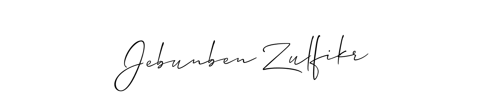 Make a beautiful signature design for name Jebunben Zulfikr. With this signature (Allison_Script) style, you can create a handwritten signature for free. Jebunben Zulfikr signature style 2 images and pictures png