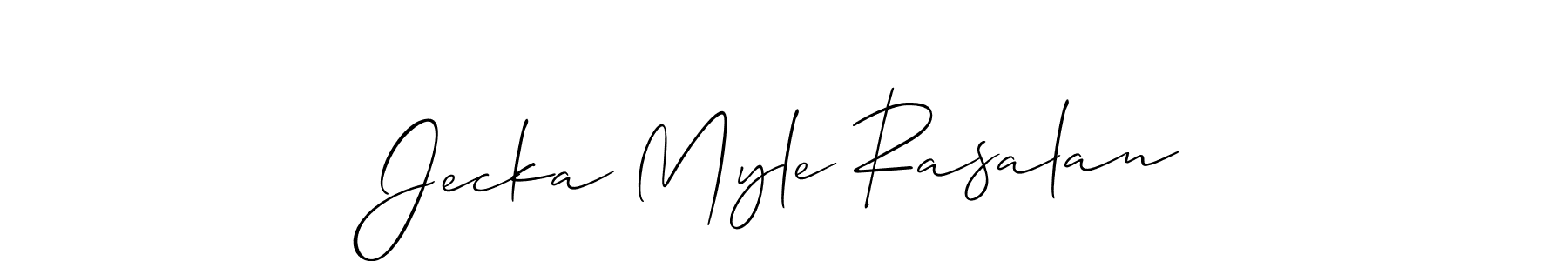 Allison_Script is a professional signature style that is perfect for those who want to add a touch of class to their signature. It is also a great choice for those who want to make their signature more unique. Get Jecka Myle Rasalan name to fancy signature for free. Jecka Myle Rasalan signature style 2 images and pictures png
