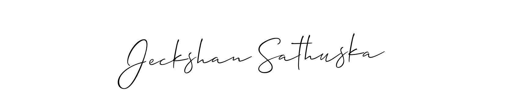 Jeckshan Sathuska stylish signature style. Best Handwritten Sign (Allison_Script) for my name. Handwritten Signature Collection Ideas for my name Jeckshan Sathuska. Jeckshan Sathuska signature style 2 images and pictures png