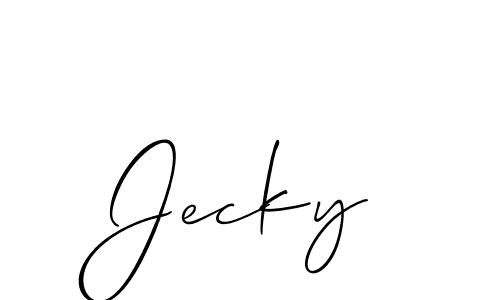 It looks lik you need a new signature style for name Jecky. Design unique handwritten (Allison_Script) signature with our free signature maker in just a few clicks. Jecky signature style 2 images and pictures png