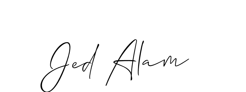 Also You can easily find your signature by using the search form. We will create Jed Alam name handwritten signature images for you free of cost using Allison_Script sign style. Jed Alam signature style 2 images and pictures png