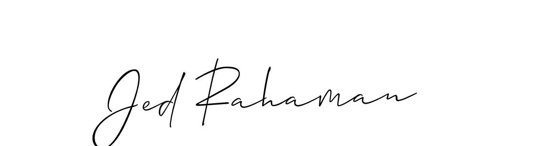 The best way (Allison_Script) to make a short signature is to pick only two or three words in your name. The name Jed Rahaman include a total of six letters. For converting this name. Jed Rahaman signature style 2 images and pictures png