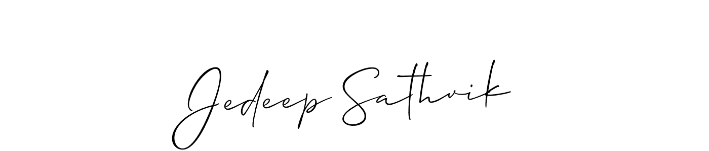 Also we have Jedeep Sathvik name is the best signature style. Create professional handwritten signature collection using Allison_Script autograph style. Jedeep Sathvik signature style 2 images and pictures png