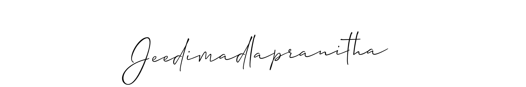 Make a beautiful signature design for name Jeedimadlapranitha. With this signature (Allison_Script) style, you can create a handwritten signature for free. Jeedimadlapranitha signature style 2 images and pictures png