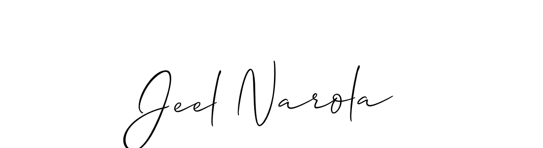 The best way (Allison_Script) to make a short signature is to pick only two or three words in your name. The name Jeel Narola include a total of six letters. For converting this name. Jeel Narola signature style 2 images and pictures png