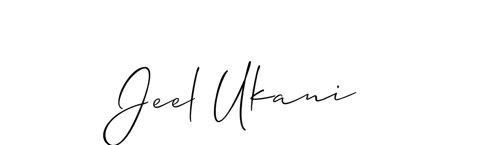 Jeel Ukani stylish signature style. Best Handwritten Sign (Allison_Script) for my name. Handwritten Signature Collection Ideas for my name Jeel Ukani. Jeel Ukani signature style 2 images and pictures png