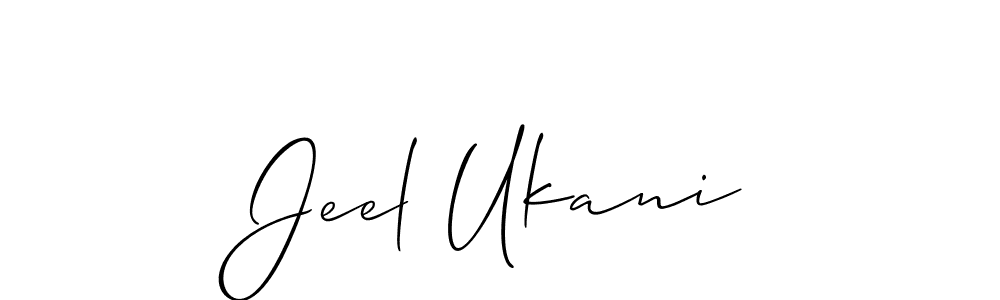 Jeel Ukani stylish signature style. Best Handwritten Sign (Allison_Script) for my name. Handwritten Signature Collection Ideas for my name Jeel Ukani. Jeel Ukani signature style 2 images and pictures png