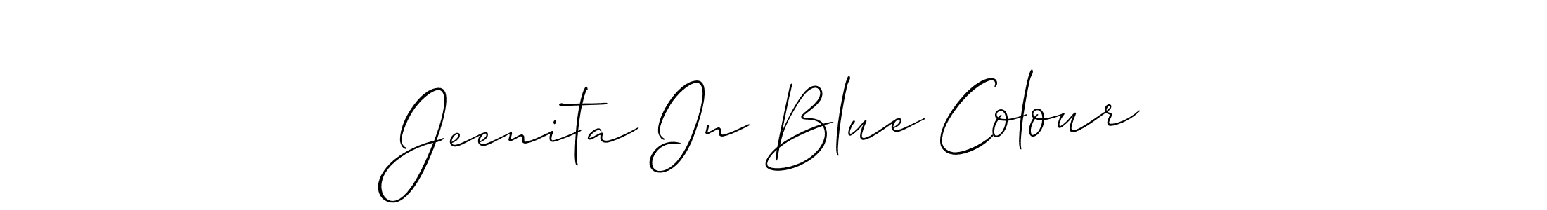 You should practise on your own different ways (Allison_Script) to write your name (Jeenita In Blue Colour) in signature. don't let someone else do it for you. Jeenita In Blue Colour signature style 2 images and pictures png