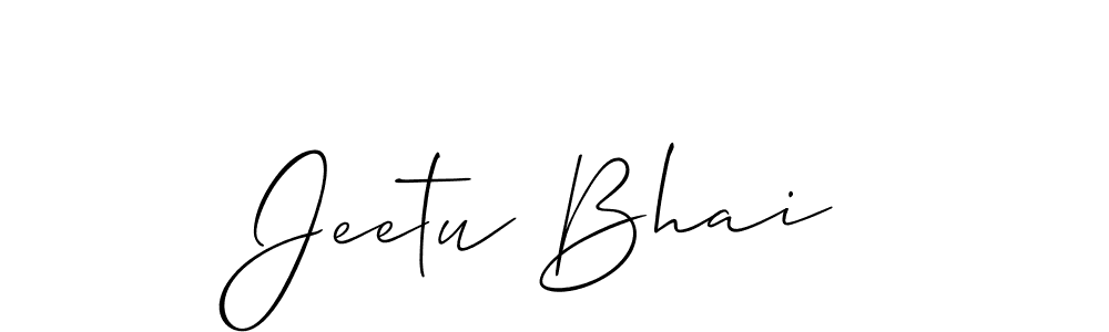 Use a signature maker to create a handwritten signature online. With this signature software, you can design (Allison_Script) your own signature for name Jeetu Bhai. Jeetu Bhai signature style 2 images and pictures png