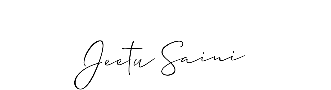Make a beautiful signature design for name Jeetu Saini. With this signature (Allison_Script) style, you can create a handwritten signature for free. Jeetu Saini signature style 2 images and pictures png