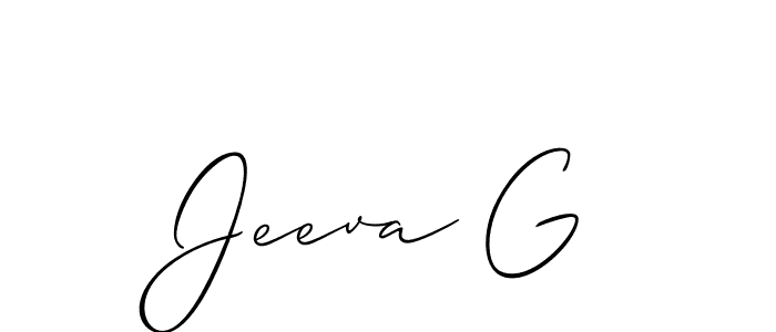 Also we have Jeeva G name is the best signature style. Create professional handwritten signature collection using Allison_Script autograph style. Jeeva G signature style 2 images and pictures png