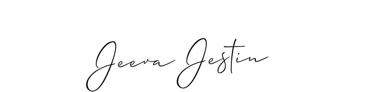 The best way (Allison_Script) to make a short signature is to pick only two or three words in your name. The name Jeeva Jestin include a total of six letters. For converting this name. Jeeva Jestin signature style 2 images and pictures png